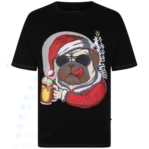 KAM Dog Beer Print T-Shirt Black